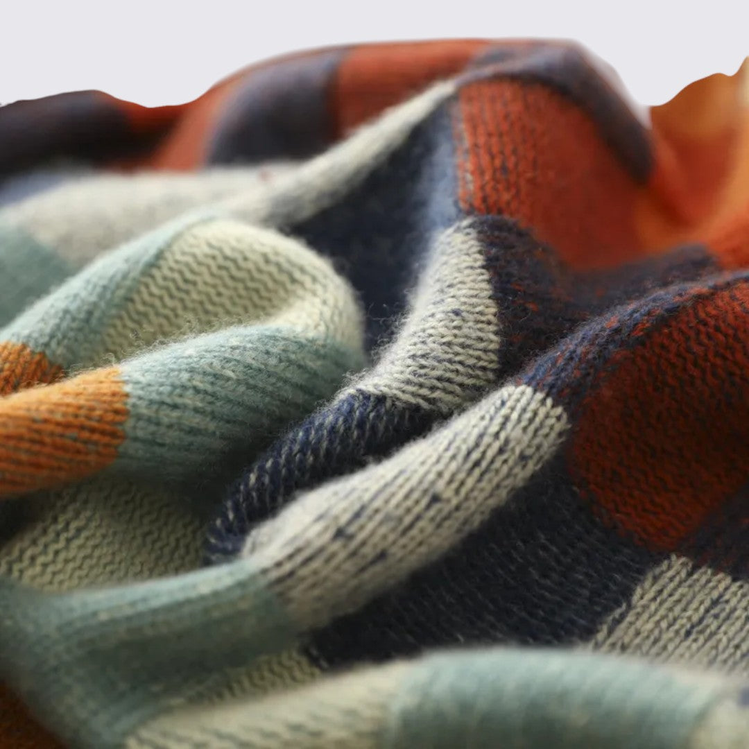 Damen Pullover mit Karomuster – Langarm – Rundhals