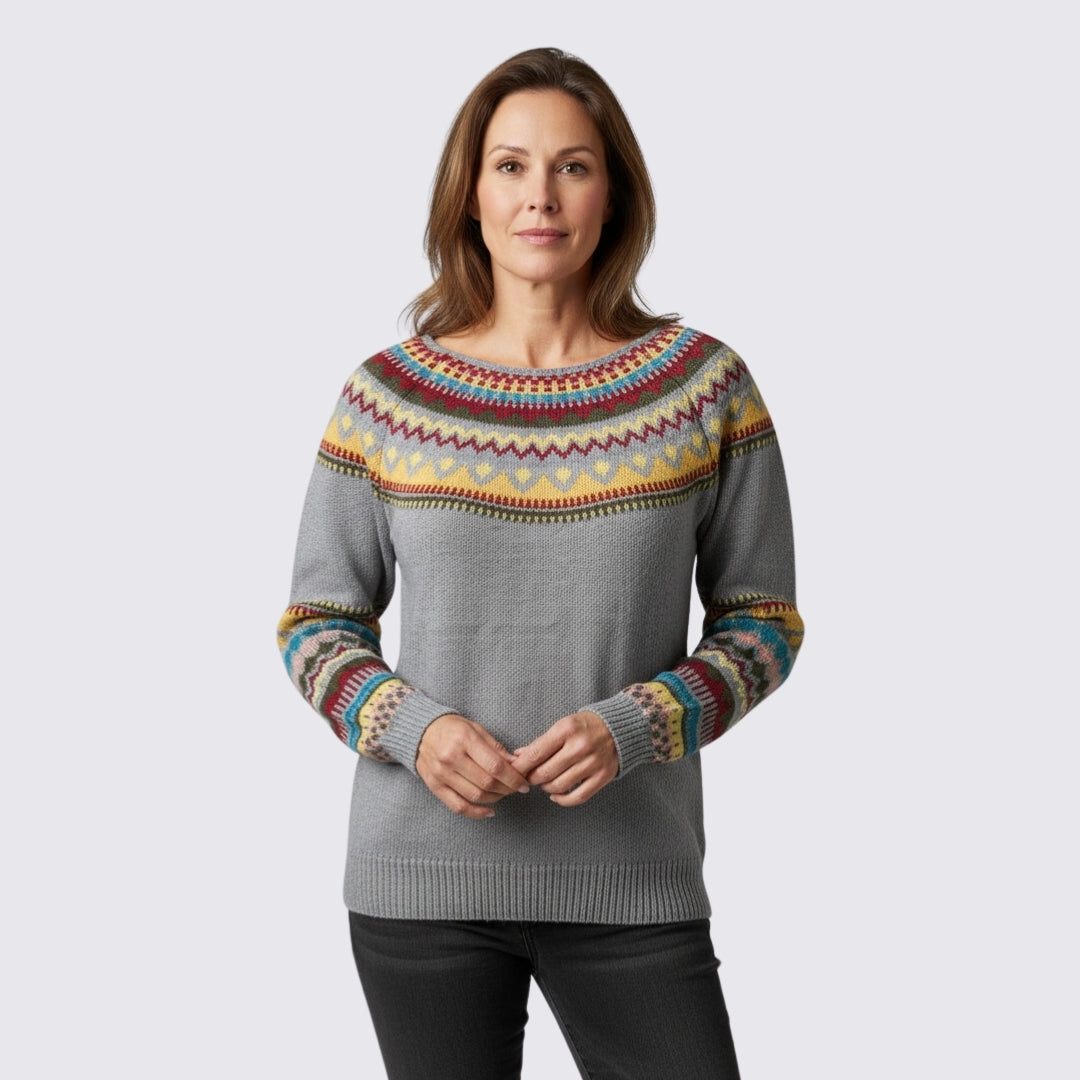 Damen Pullover mit Norweger Muster - Norweger Pullover - Winter