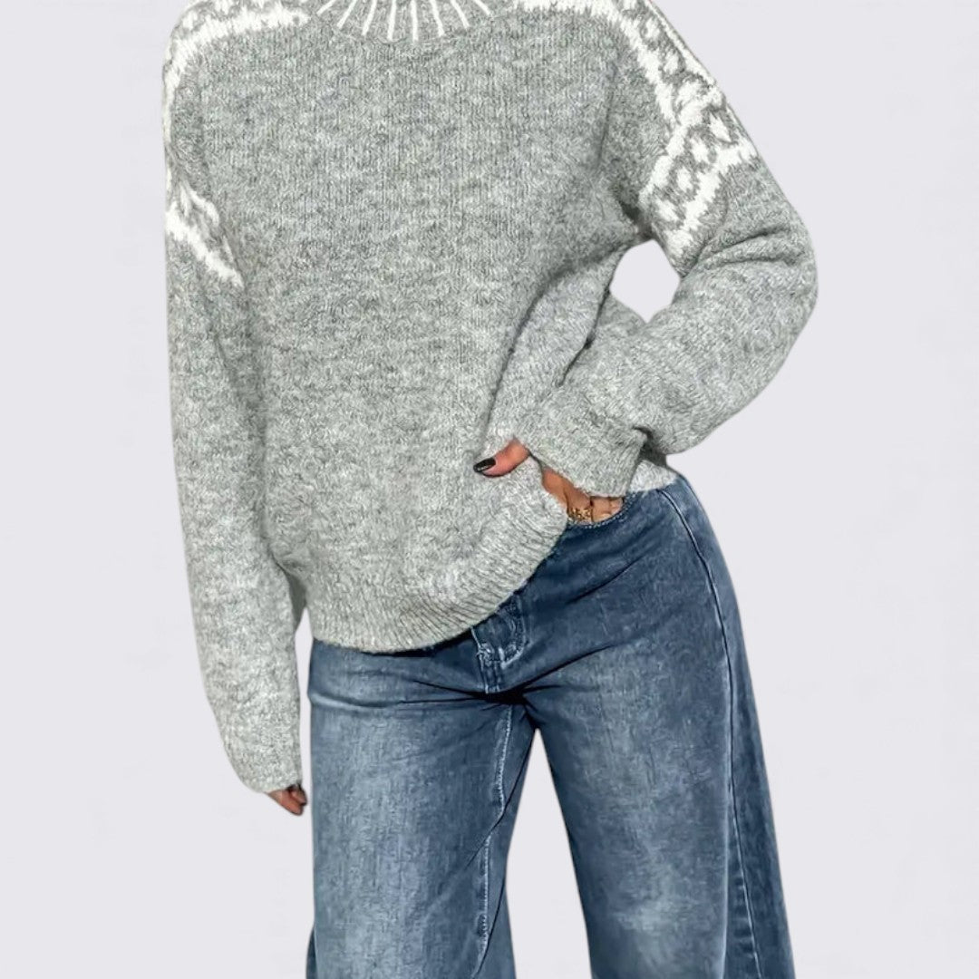 Damen Pullover mit Rundhals – Gerader Schnitt – Langarm