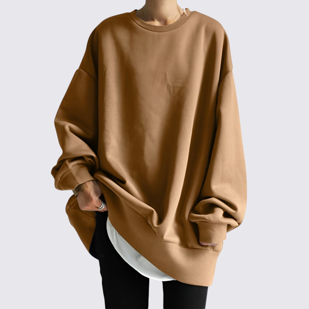 Damen Pullover mit Rundhalsausschnitt - Oversize Pullover - Langarm