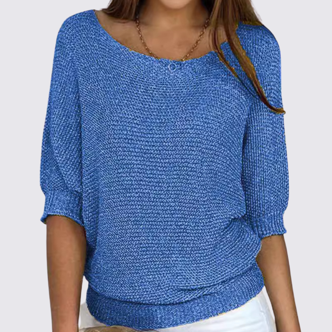 Damen Pullover mit Rundhalsausschnitt – Strick Pullover – Halbarm