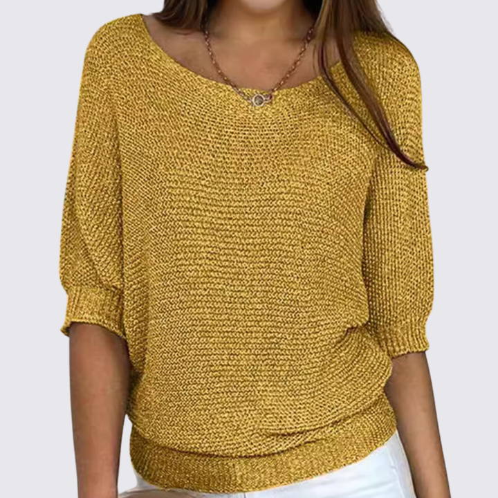 Damen Pullover mit Rundhalsausschnitt – Strick Pullover – Halbarm