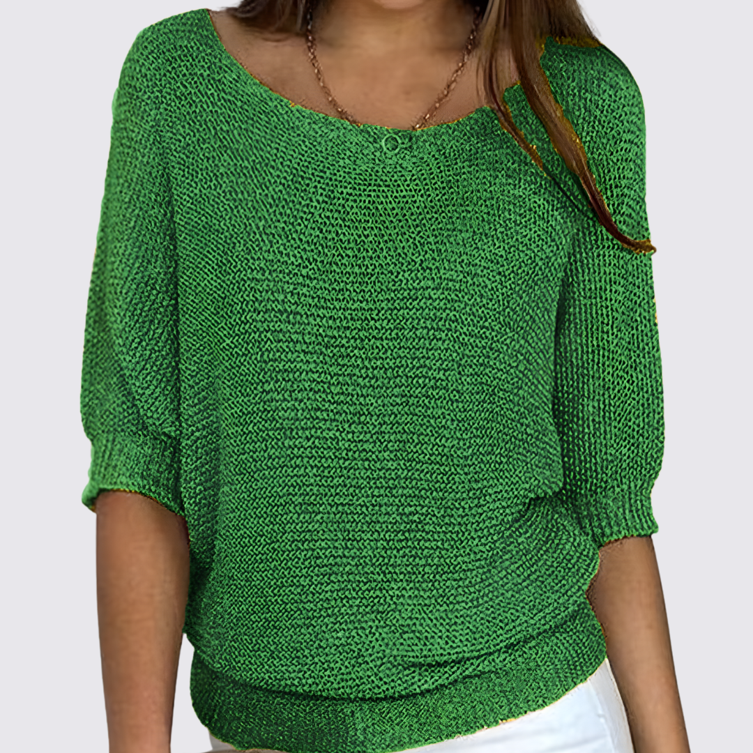 Damen Pullover mit Rundhalsausschnitt – Strick Pullover – Halbarm