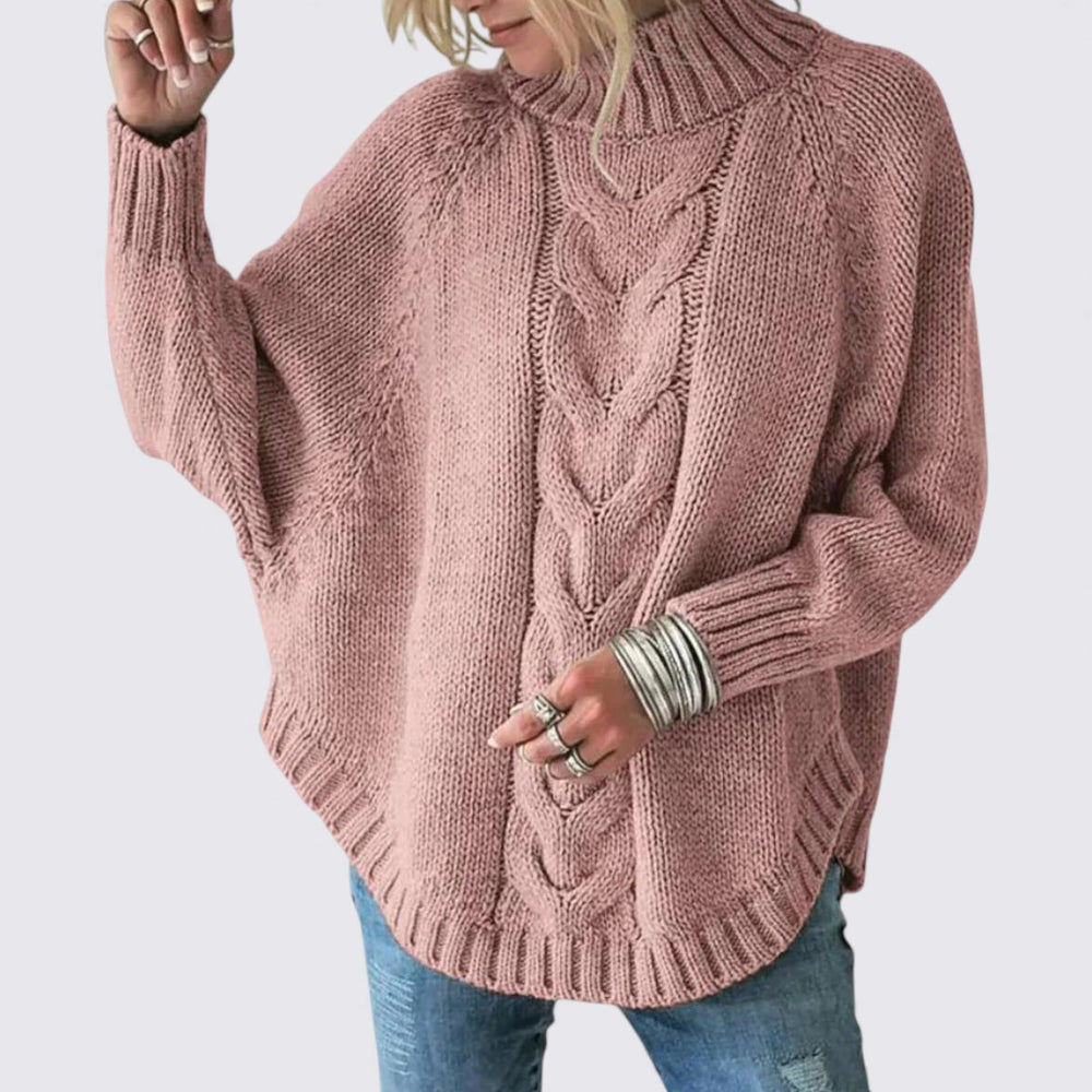 Damen Pullover mit Stehkragen – Langarm – Lockerer Schnitt