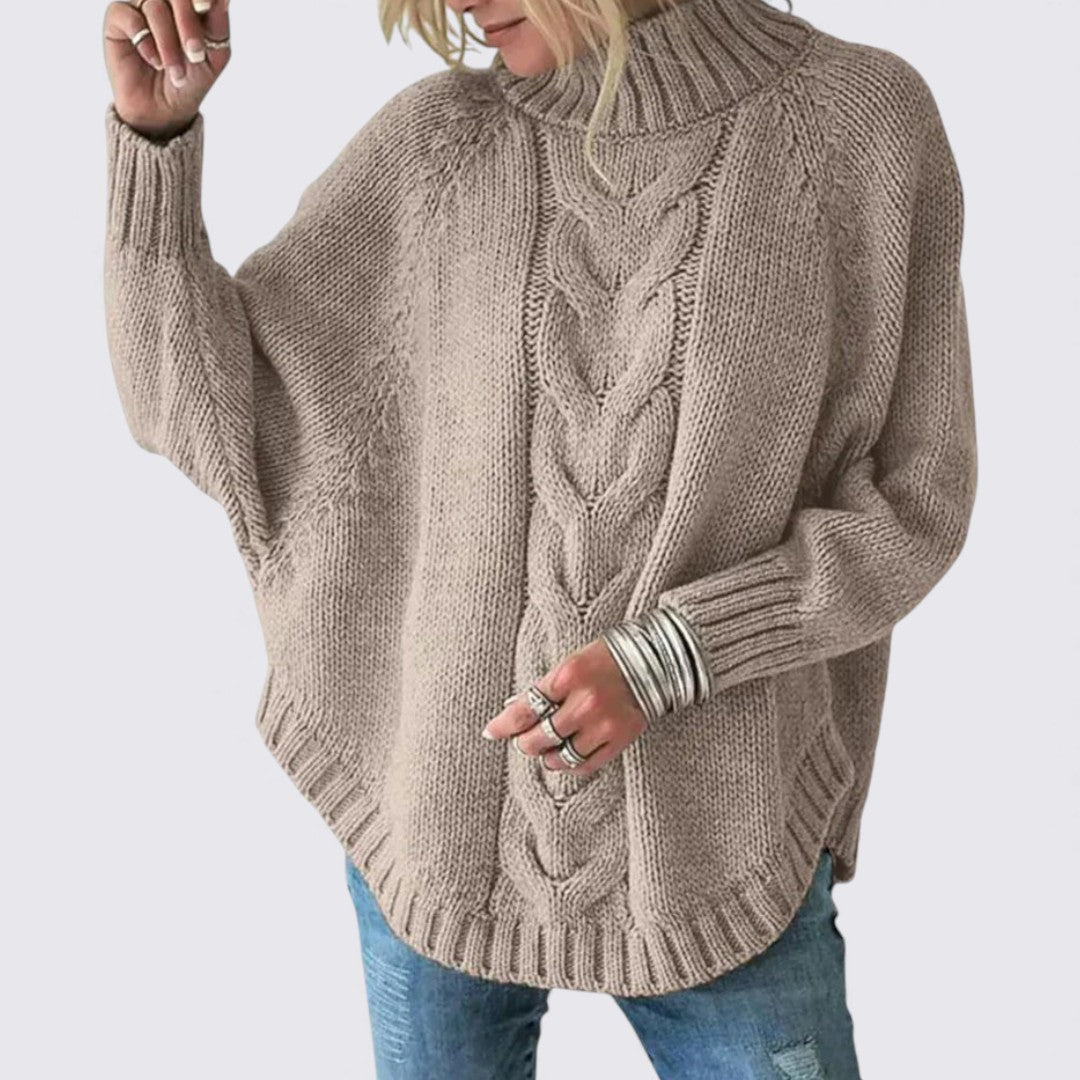 Damen Pullover mit Stehkragen – Langarm – Lockerer Schnitt