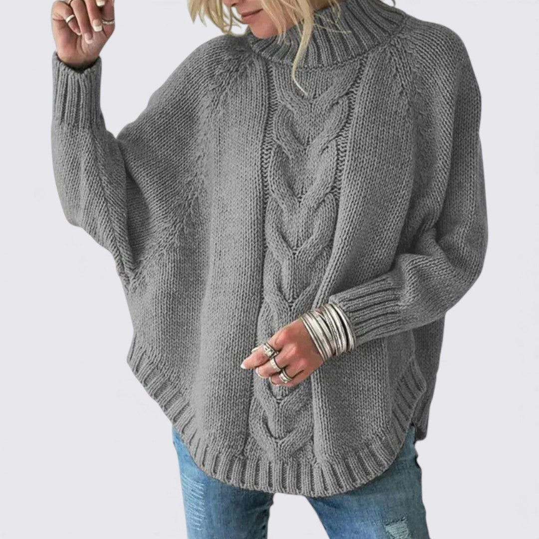 Damen Pullover mit Stehkragen – Langarm – Lockerer Schnitt