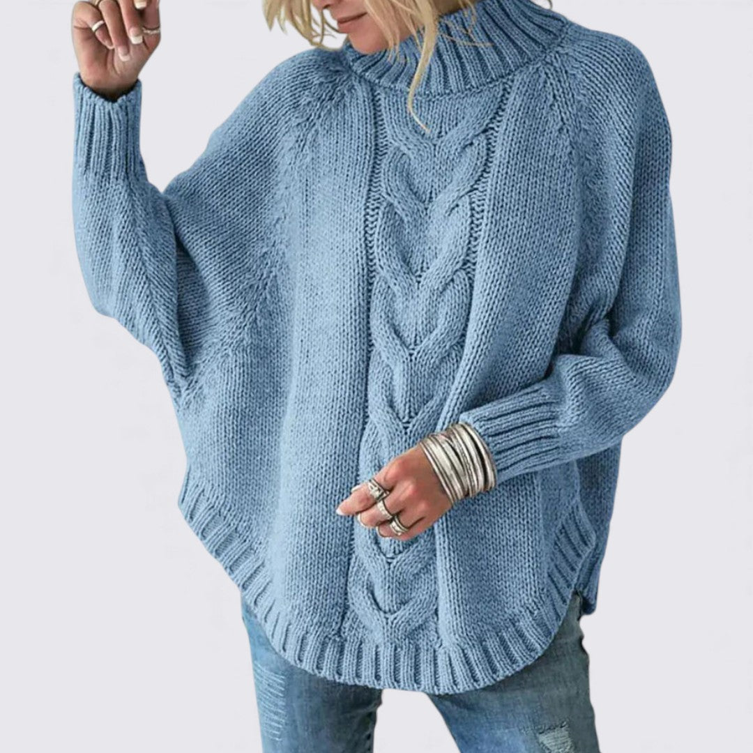 Damen Pullover mit Stehkragen – Langarm – Lockerer Schnitt