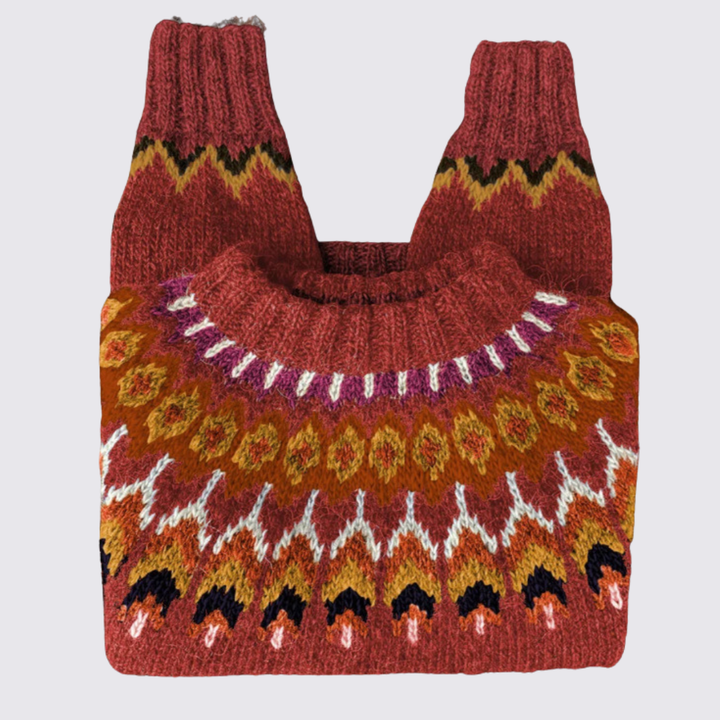 Damen Pullover mit Stehkragen – Norweger Pullover – Muster Oben