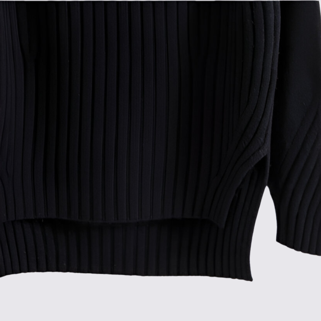 Damen Pullover mit Stehkragen - Strick Pullover - Gerippt