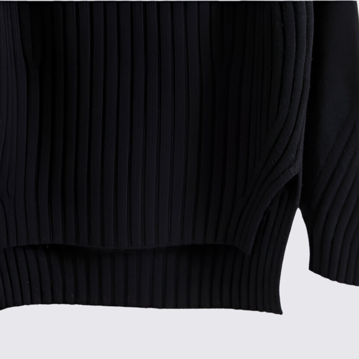 Damen Pullover mit Stehkragen - Strick Pullover - Gerippt