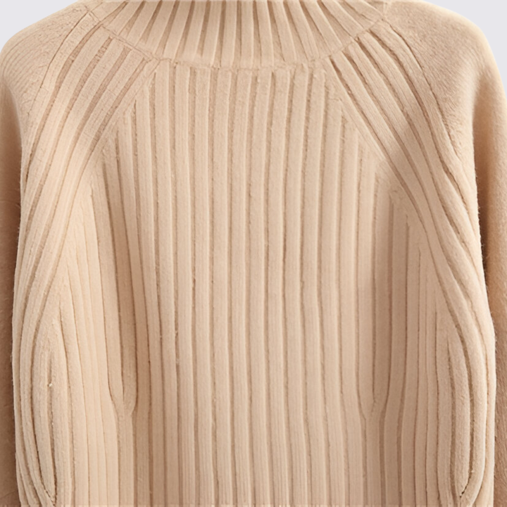 Damen Pullover mit Stehkragen - Strick Pullover - Gerippt