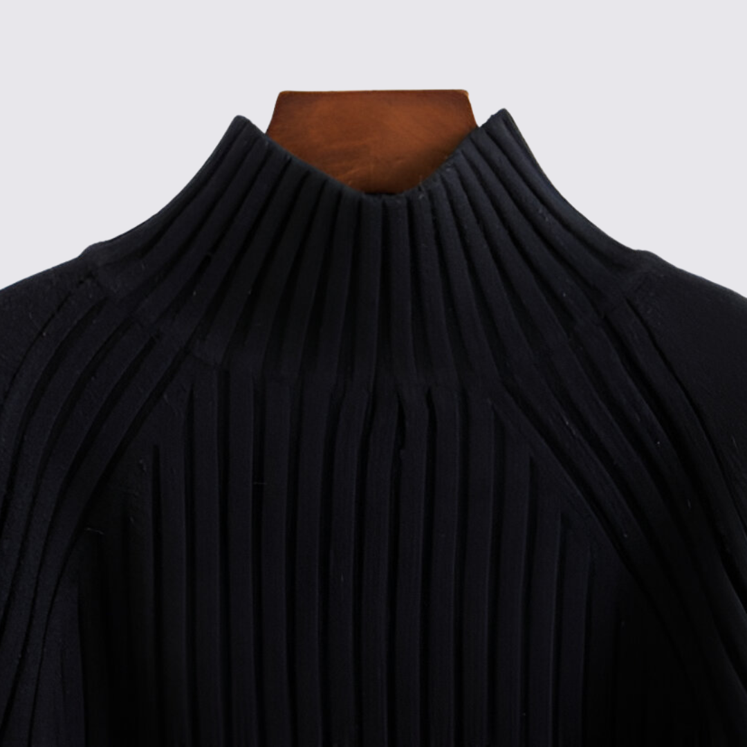 Damen Pullover mit Stehkragen - Strick Pullover - Gerippt