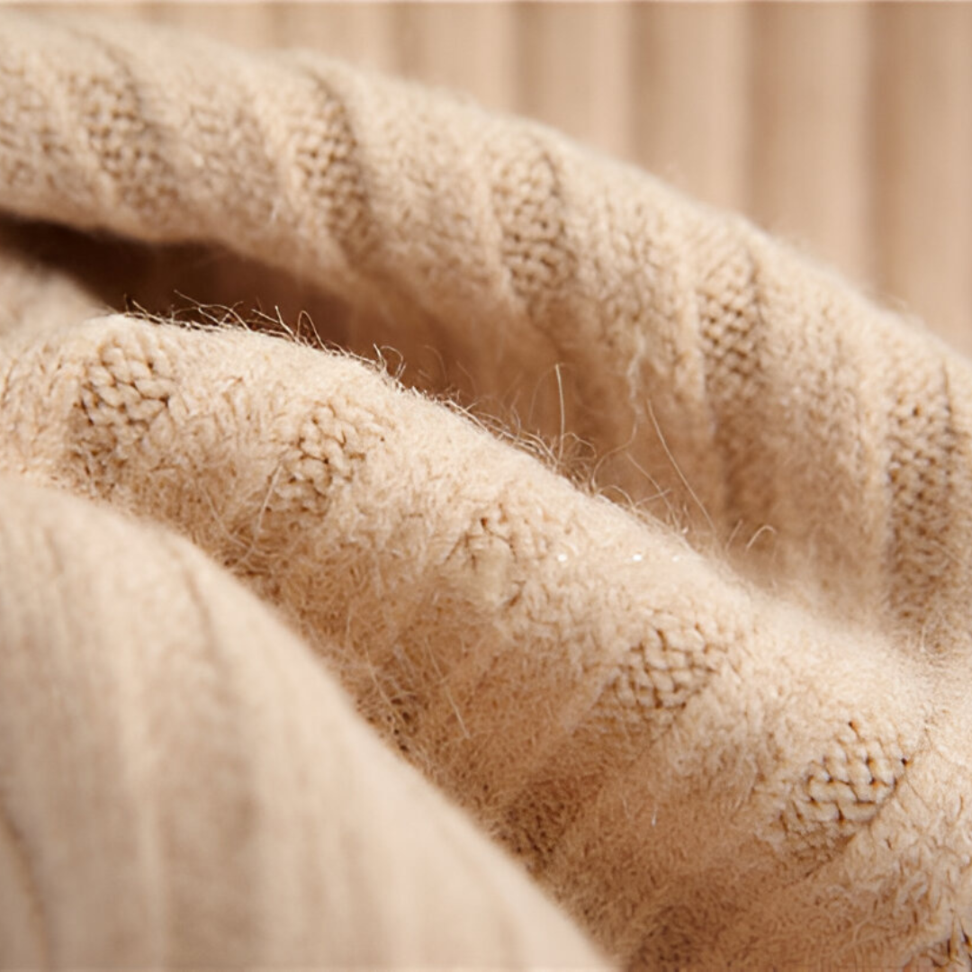 Damen Pullover mit Stehkragen - Strick Pullover - Gerippt