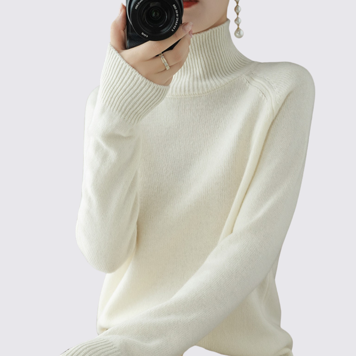 Damen Pullover mit Stehkragen - Strick Pullover - Langarm