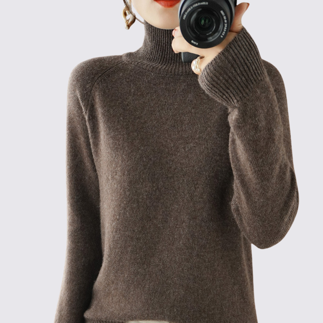 Damen Pullover mit Stehkragen - Strick Pullover - Langarm