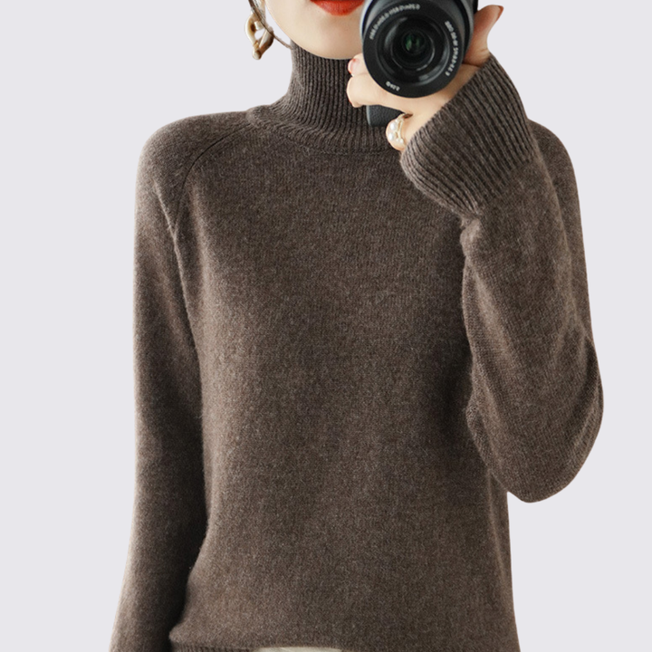 Damen Pullover mit Stehkragen - Strick Pullover - Langarm