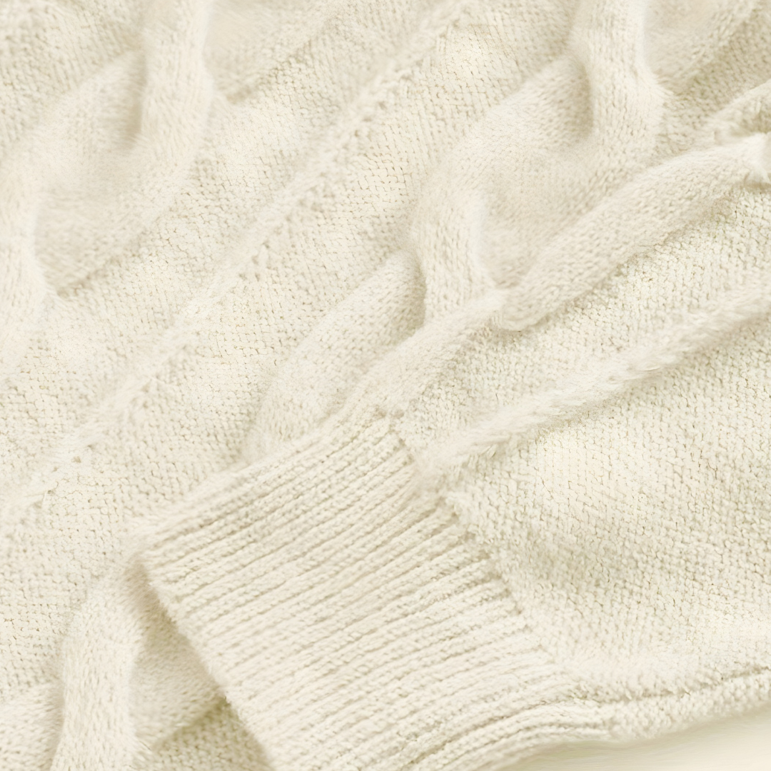 Damen Pullover mit Zopfmuster – Strick Pullover – Rundhalsausschnitt