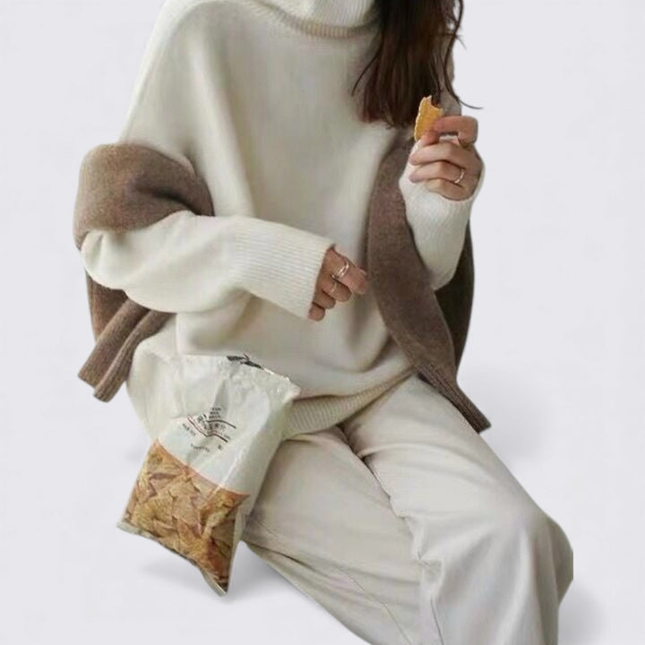 Damen Rollkragen Pullover – Langarm Pullover – Weiter Schnitt