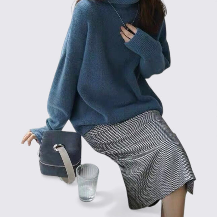 Damen Rollkragen Pullover – Langarm Pullover – Weiter Schnitt