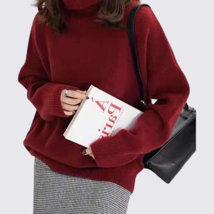 Damen Rollkragen Pullover – Langarm Pullover – Weiter Schnitt