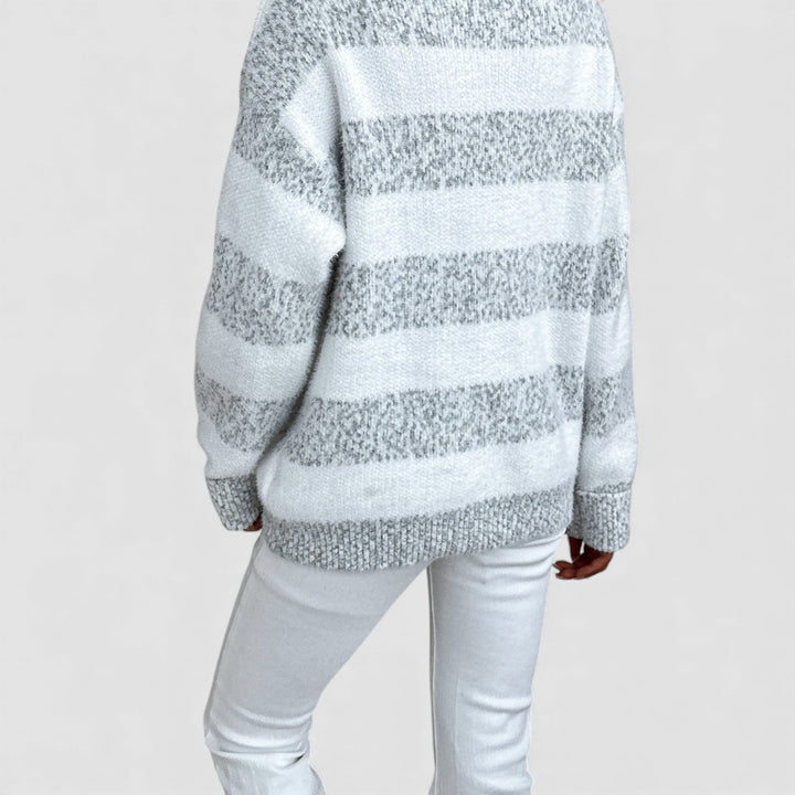 Damen Rollkragenpullover – Weich – Gestreifter Winterpullover