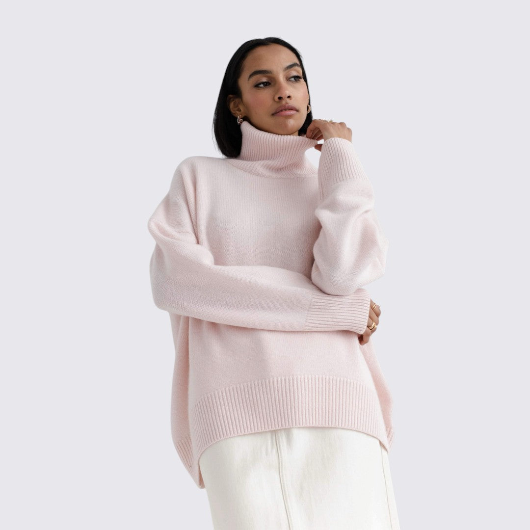 Damen Rollkragenpullover mit Geripptem Kragen - Oversize Pullover - Rollkragen