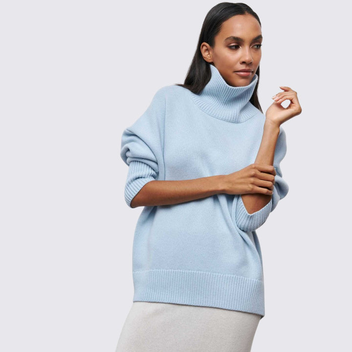 Damen Rollkragenpullover mit Geripptem Kragen - Oversize Pullover - Rollkragen