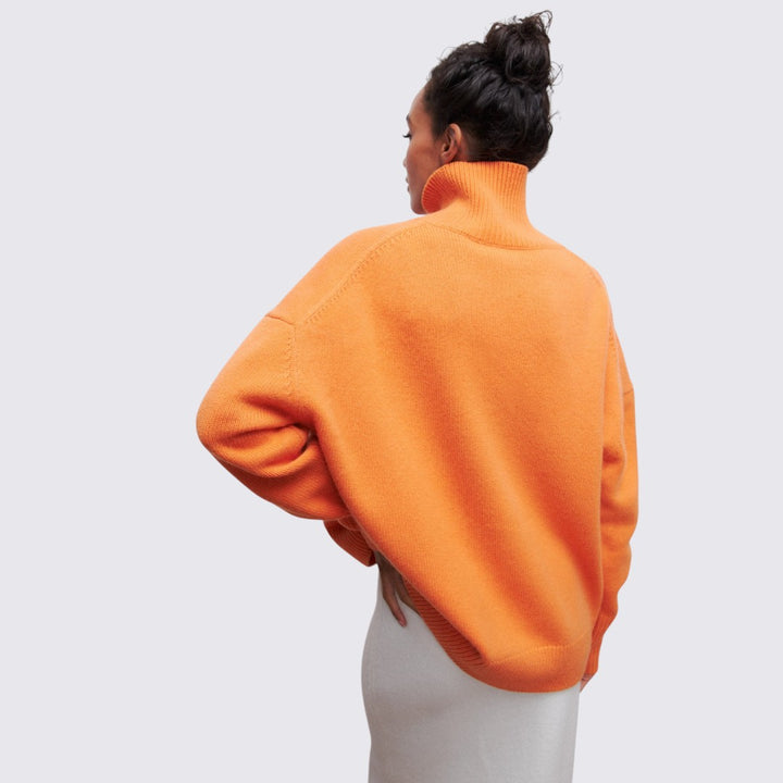 Damen Rollkragenpullover mit Geripptem Kragen - Oversize Pullover - Rollkragen