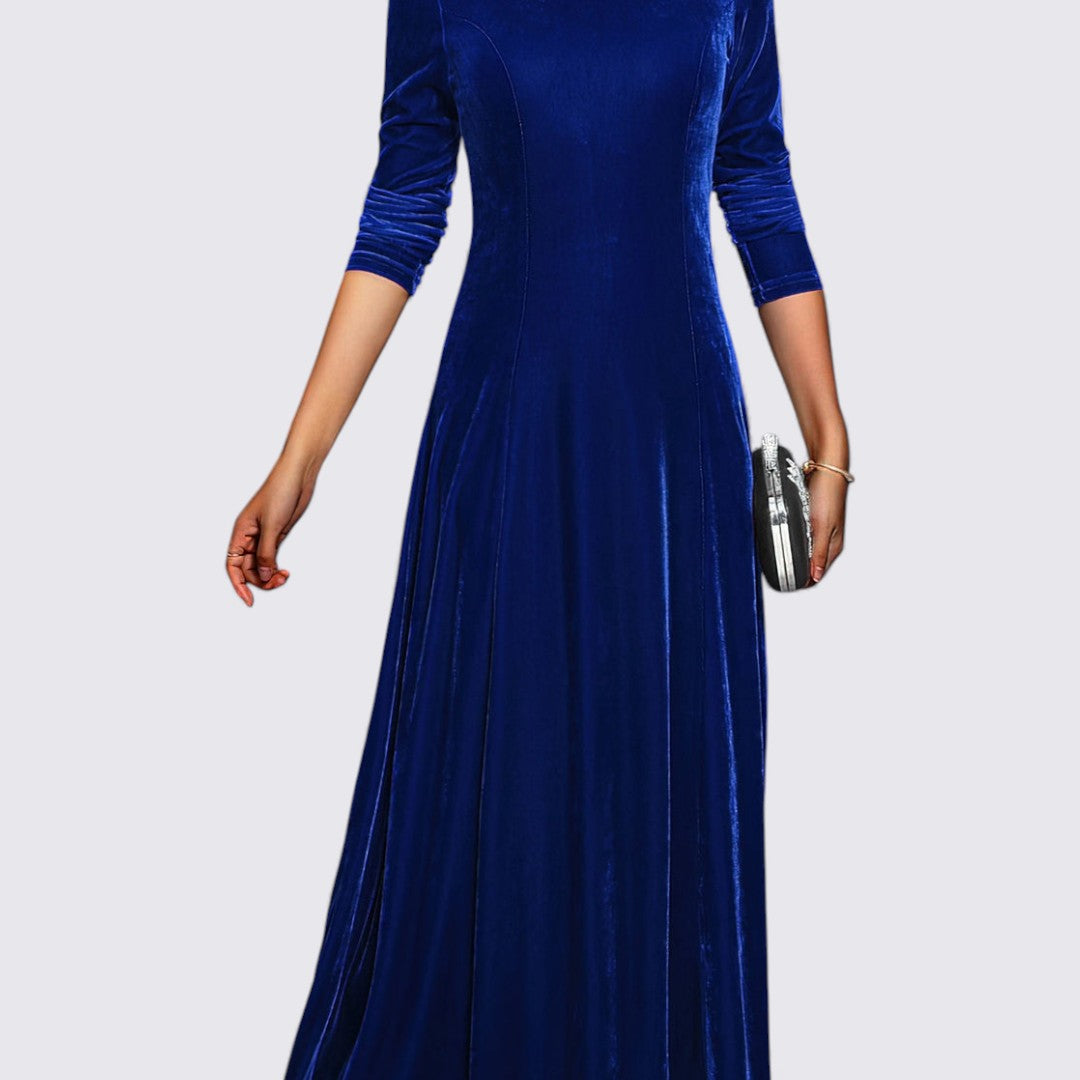 Damen Samt Kleid – Langarm – Gerade Schnitt