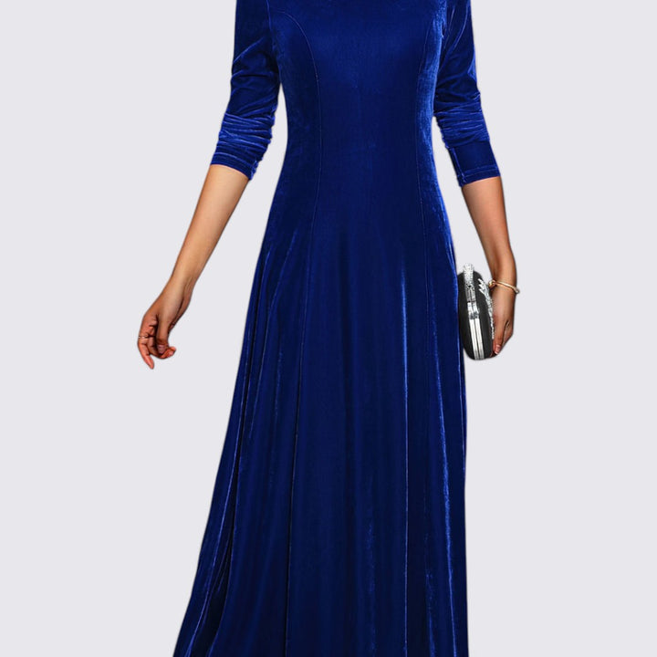 Damen Samt Kleid – Langarm – Gerade Schnitt