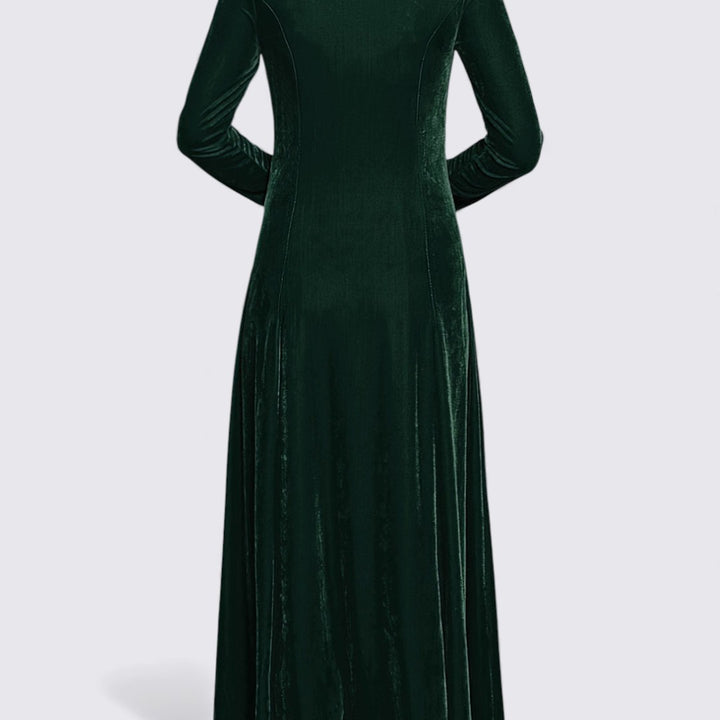 Damen Samt Kleid – Langarm – Gerade Schnitt