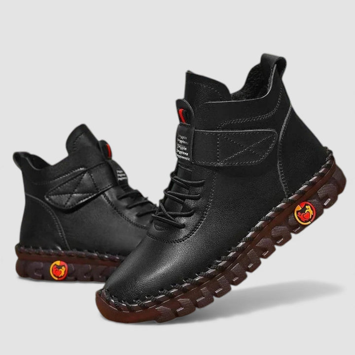 Damen Schnürstiefel mit Klettverschluss - Rutschfeste Schnürstiefel - Hoher Schaft