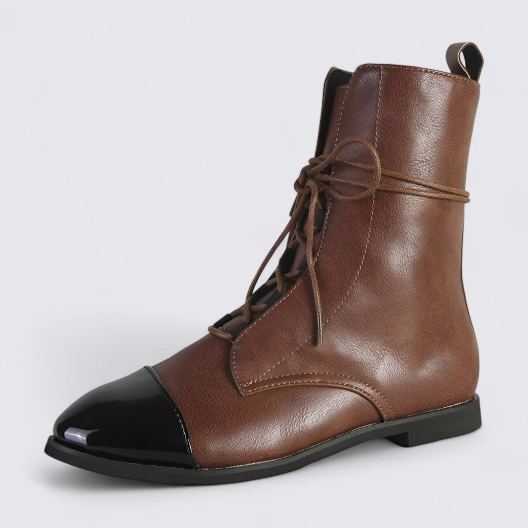 Damen Schnürstiefel mit Zehenkappe - Schnürstiefel Stiefel - Klassisch