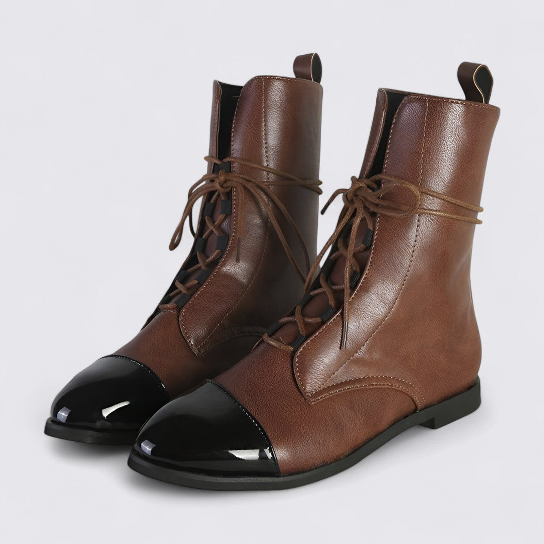 Damen Schnürstiefel mit Zehenkappe - Schnürstiefel Stiefel - Klassisch