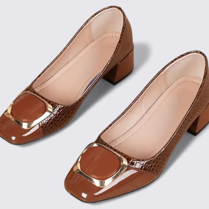 Damen Schuhe mit Blockabsatz – Gerader Schnitt – Schmale Passform