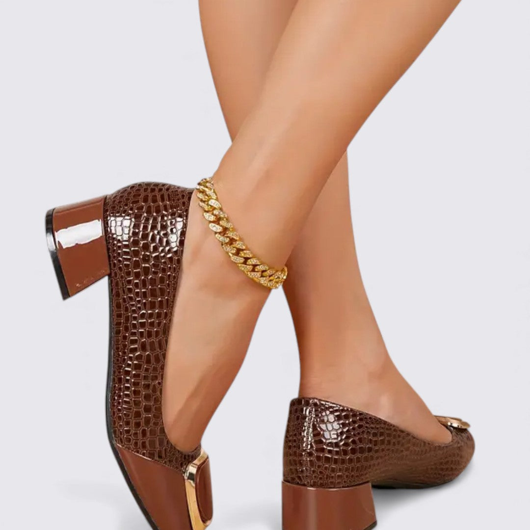 Damen Schuhe mit Blockabsatz – Gerader Schnitt – Schmale Passform