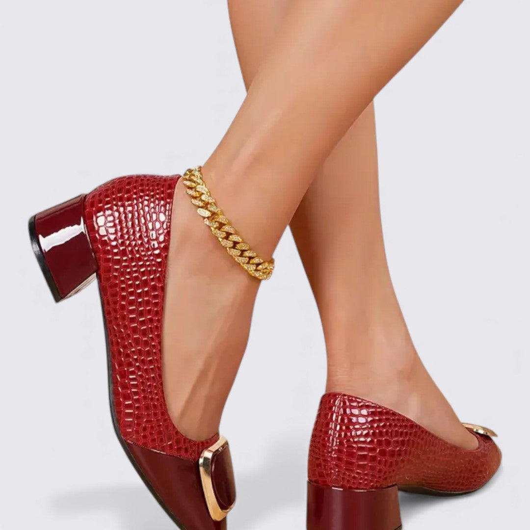 Damen Schuhe mit Blockabsatz – Gerader Schnitt – Schmale Passform