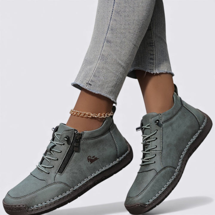 Damen Schuhe mit Reißverschluss – Knöchelschuhe – Flache Sohle