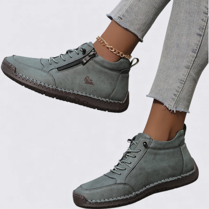 Damen Schuhe mit Reißverschluss – Knöchelschuhe – Flache Sohle