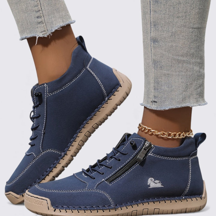 Damen Schuhe mit Reißverschluss – Knöchelschuhe – Flache Sohle