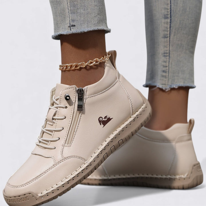 Damen Schuhe mit Reißverschluss – Knöchelschuhe – Flache Sohle