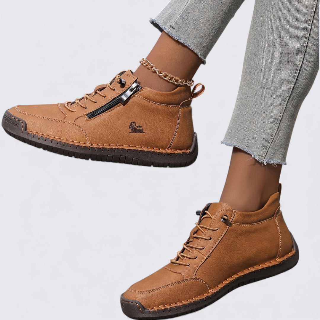 Damen Schuhe mit Reißverschluss – Knöchelschuhe – Flache Sohle