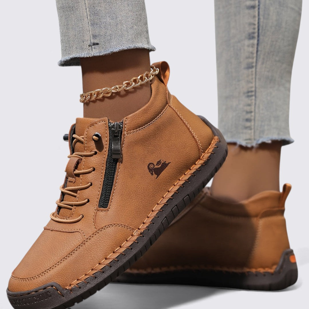 Damen Schuhe mit Reißverschluss – Knöchelschuhe – Flache Sohle