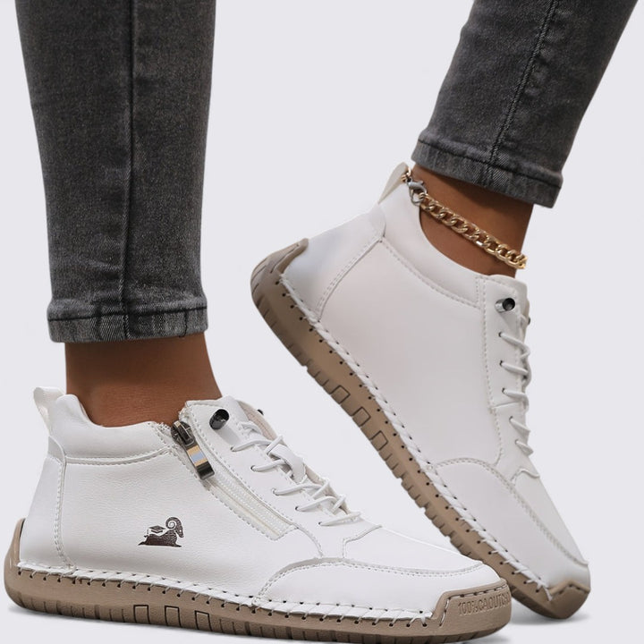 Damen Schuhe mit Reißverschluss – Knöchelschuhe – Flache Sohle