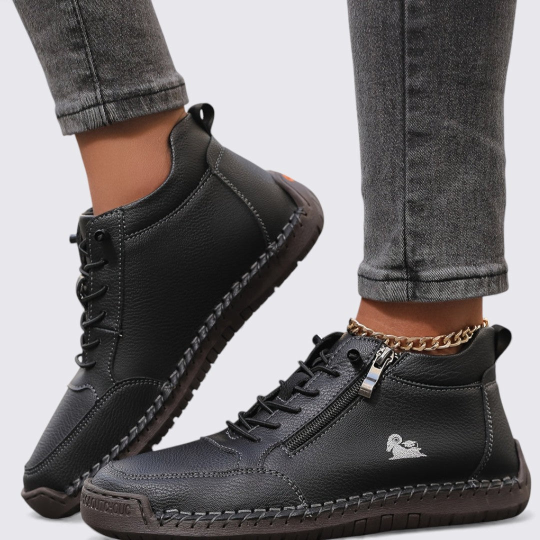 Damen Schuhe mit Reißverschluss – Knöchelschuhe – Flache Sohle