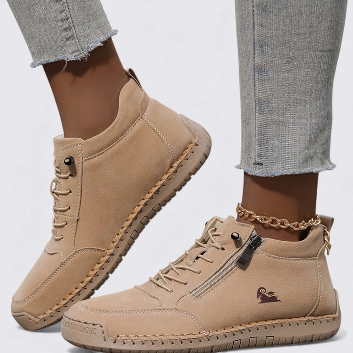 Damen Schuhe mit Reißverschluss – Knöchelschuhe – Flache Sohle