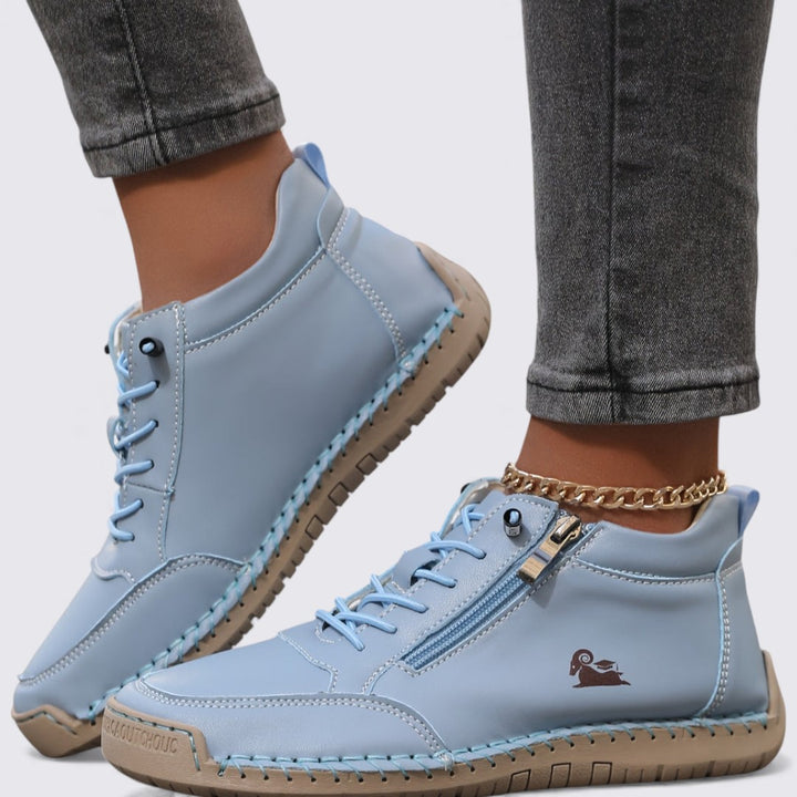 Damen Schuhe mit Reißverschluss – Knöchelschuhe – Flache Sohle