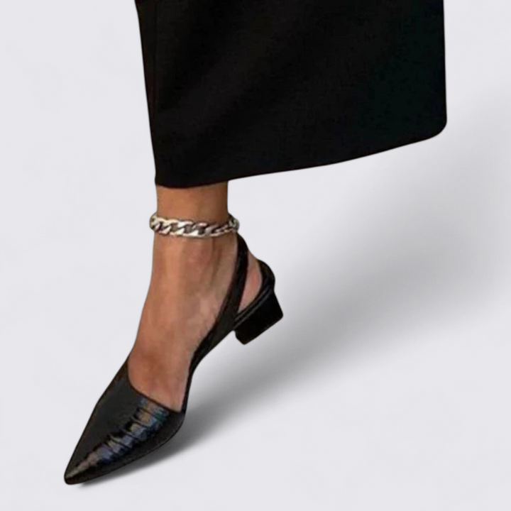 Damen Slingback Pumps mit Spitzform – Elegante Schuhe – Blockabsatz