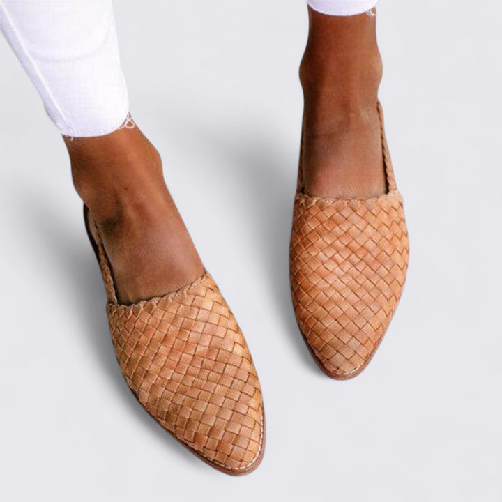 Damen Slipper Schuhe – Geflochtene Flats – Bequeme Schlupfschuhe