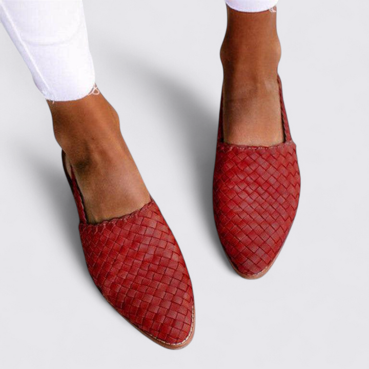 Damen Slipper Schuhe – Geflochtene Flats – Bequeme Schlupfschuhe